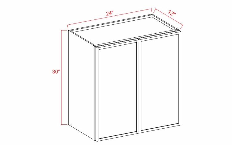 Slim White Oak W2430: Double Door Wall Cabinet: Assembled Kitchen Cabinets