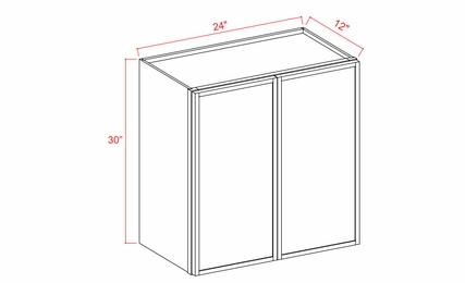Slim White Oak W2430: Double Door Wall Cabinet: Assembled Kitchen Cabinets