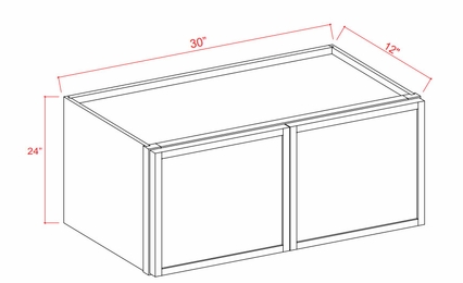 Slim White Oak W3024: Double Door Wall Cabinet: Assembled Kitchen Cabinets