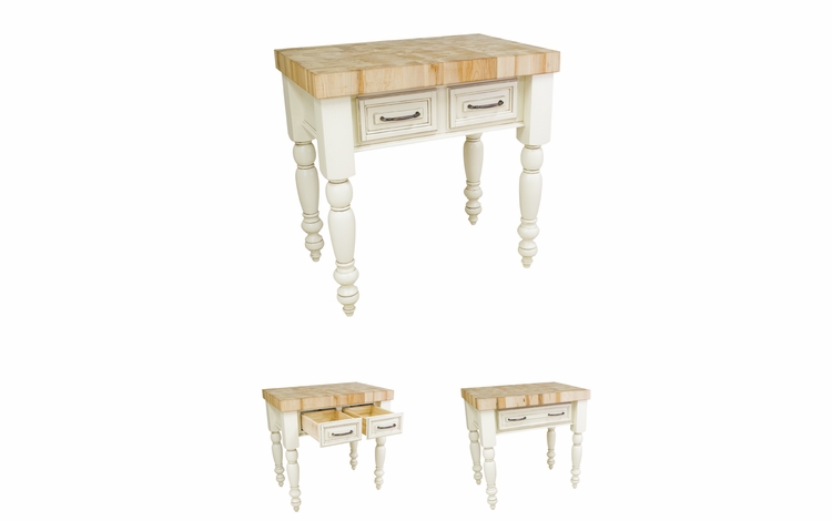 Small Chunky Antique White Kitchen Island-ISL04-AWH