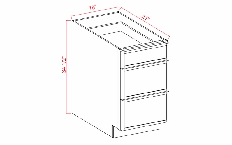 Smokey Ash 3VDB18: Vanity Drawer Base Cabinet: Assembled Kitchen Cabinets