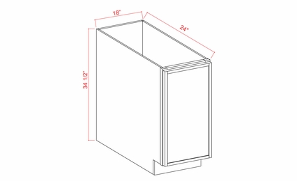 Smokey Ash BFH18: Full Height Single Door Base Cabinet: Assembled Kitchen Cabinets