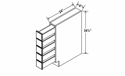 Smokey Ash BSDC6: Base Spice Drawer Cabinet: Assembled Kitchen Cabinets