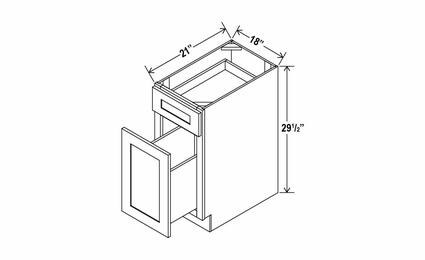 Smokey Ash DFB18: Document File Base Cabinet: Assembled Kitchen Cabinets