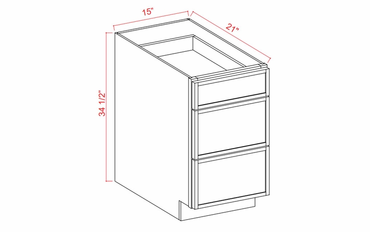 Snow White Shaker 3VDB15: Vanity Drawer Base Cabinet: Assembled Kitchen Cabinets