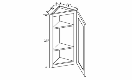Snow White Shaker AW1236: Angle Wall Cabinet: Assembled Kitchen Cabinets