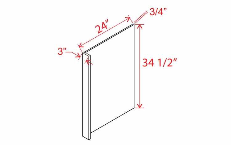 Snow White Shaker DWR3: Dishwasher Return Panel w/3"W Filler: Assembled Kitchen Cabinets