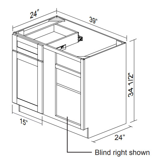Southampton White Rift Oak BBC39/42L/R Blind Base RTA Kitchen