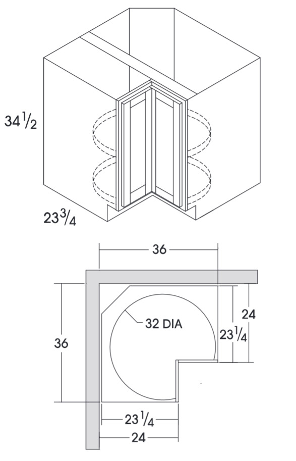 York Grey Stain Lazy Susan Base