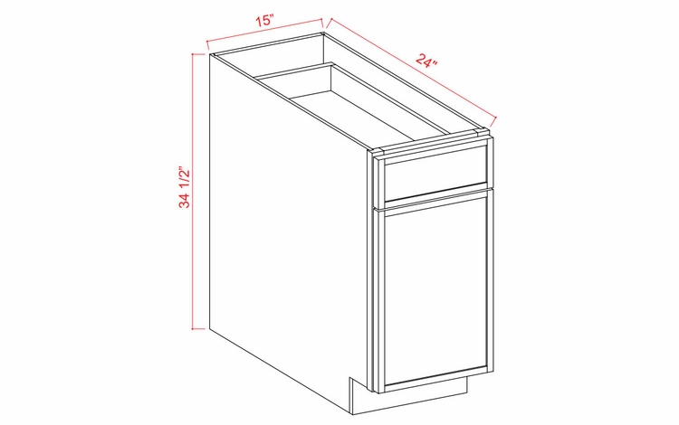 Storm Gray Shaker B15: Single Door Base Cabinet: Assembled Kitchen Cabinets