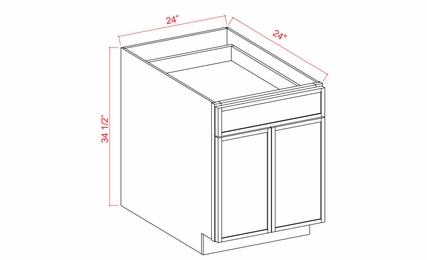 Storm Gray Shaker B24: Double Door Base Cabinet: Assembled Kitchen Cabinets