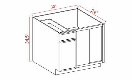 Storm Gray Shaker BBC36: Blind Base Corner Cabinet: Assembled Kitchen Cabinets