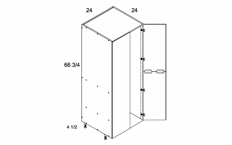 T2472: Tall Open Utility with Four Doors: Torino Dark Wood Kitchen Cabinets