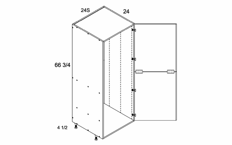 T2472S: Tall Open Utility with Two Doors: Torino Dark Wood Kitchen Cabinets
