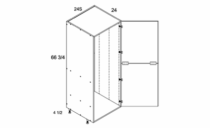 T2472S: Tall Open Utility with Two Doors: Torino Grey Wood Kitchen Cabinets