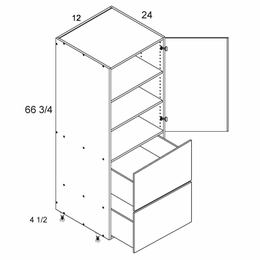 T2DB1272: Tall One Door Two Drawer Utility: Torino White Pine Kitchen Cabinets