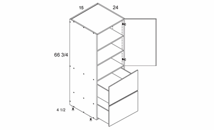 T2DB1572: Tall One Door Two Drawer Utility: Torino Grey Wood Kitchen Cabinets