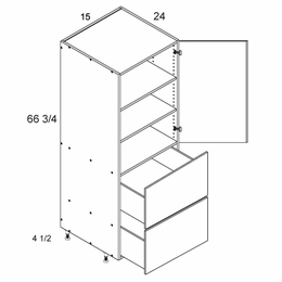 T2DB1572: Tall One Door Two Drawer Utility: Torino White Pine Kitchen Cabinets