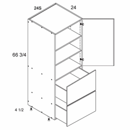 T2DB2472S: Tall One Door Two Drawer Utility: Torino White Pine Kitchen Cabinets