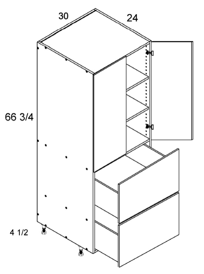 Palermo Gloss White Tall Two Door Two Drawer Utility