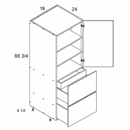 T2DBID1572: Tall One Door Two Drawer with One Inner Drawer Utility: Rivera Oyster Shell Kitchen Cabinets