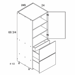 T2DBID2472S: Tall One Door Two Drawer with One Inner Drawer Utility: Rivera Oyster Shell Kitchen Cabinets