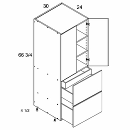 T2DBID3072: Tall Two Door Two Drawer with One Inner Drawer Utility: Torino Grey Wood Kitchen Cabinets