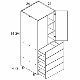 T4DB2472: Tall Two Door Four Drawer Utility: Torino Dark Wood Kitchen Cabinets
