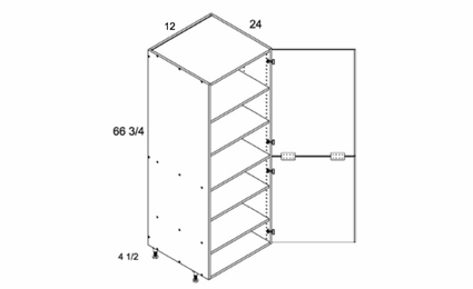TB1272FH: Tall Full Height Two Door Utility: Torino White Pine Kitchen Cabinets
