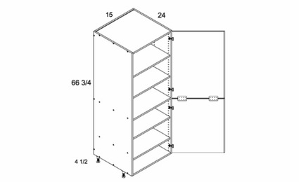 TB1572FH: Tall Full Height Two Door Utility: Torino White Pine Kitchen Cabinets