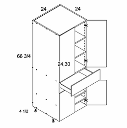 TB2472: Tall Four Door One Drawer Utility: Torino Grey Wood Kitchen Cabinets