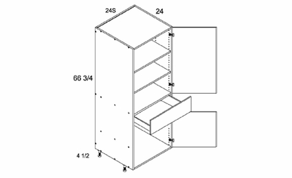 TB2472S: Tall Two Door One Drawer Utility: Torino Grey Wood Kitchen Cabinets