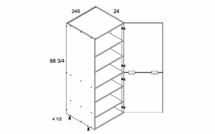 TB2472SFH: Tall Full Height Two Door Utility: Torino Grey Wood Kitchen Cabinets