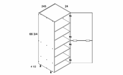 TB2472SFH: Tall Full Height Two Door Utility: Torino White Pine Kitchen Cabinets