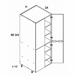 TB3072FH: Tall 4 Door Utility Cabinet With Shelves: Palermo Gloss White Kitchen Cabinets