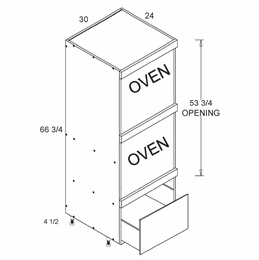 TOD3072: Tall Double Oven One Drawer Utility: Torino Dark Wood Kitchen Cabinets