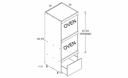TOD3072: Tall Double Oven One Drawer Utility: Torino Grey Wood Kitchen Cabinets
