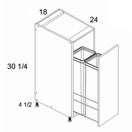 Torino Dark Wood B18FHTCPO: Full Height Door Base Cabinet With Double Trashcan: RTA Kitchen Cabinets