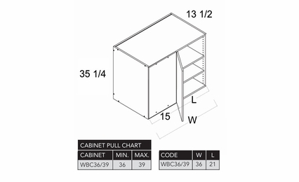Torino Dark Wood WBC36/3935: Wall Blind Corner Cabinet: RTA Kitchen Cabinets