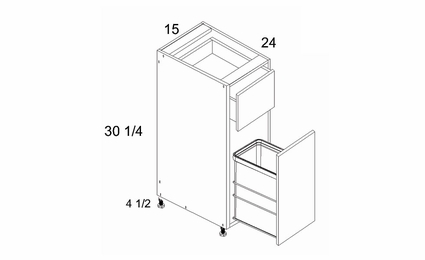 Torino Grey Wood B15TCPO: Base Cabinet With Single Trashcan: RTA Kitchen Cabinets