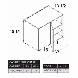 Torino White Pine WBC36/3940: Wall Blind Corner Cabinet: RTA Kitchen Cabinets