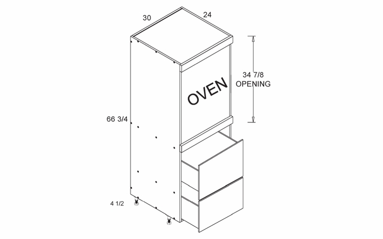 TOS2DB3072: Tall Single Oven Two Drawer Utility: Rivera Oyster Shell Kitchen Cabinets