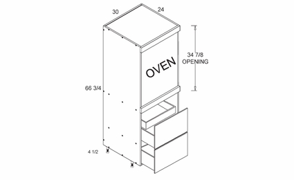 TOS2DBID3072: Tall Single Oven Two Drawer One Inner Drawer Utility: Rivera Oyster Shell Kitchen Cabinets