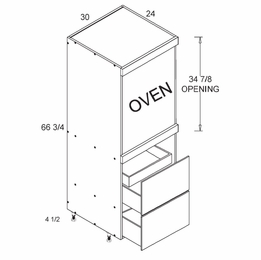 TOS2DBID3072: Tall Single Oven Two Drawer One Inner Drawer Utility: Torino White Pine Kitchen Cabinets