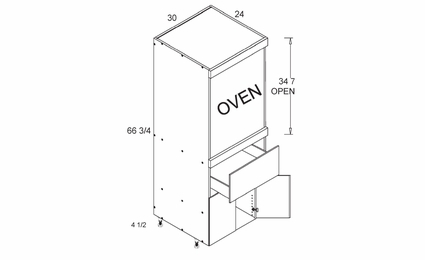TOSB3072: Tall Single Oven Two Door One Drawer Utility: Palermo Gloss White Kitchen Cabinets