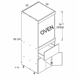 TOSB3072: Tall Single Oven Two Door One Drawer Utility: Torino Dark Wood Kitchen Cabinets