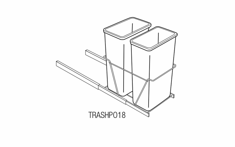 TRASHPO18: Trash Bin Pull-Out: Dover RTA Kitchen Cabinet