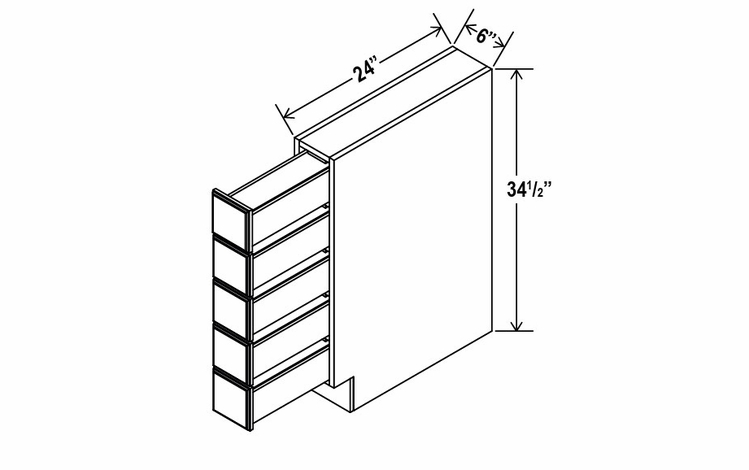 Treasure Chest BSDC6: Base Spice Drawer Cabinet: Assembled Kitchen Cabinets