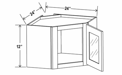 Treasure Chest DCW2412GD: Wall Diagonal Glass Door Corner Cabinet: Assembled Kitchen Cabinets
