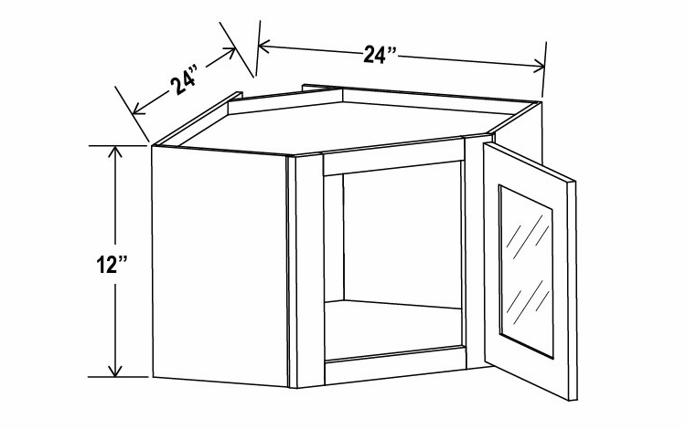 Treasure Chest DCW2412GD: Wall Diagonal Glass Door Corner Cabinet: Assembled Kitchen Cabinets